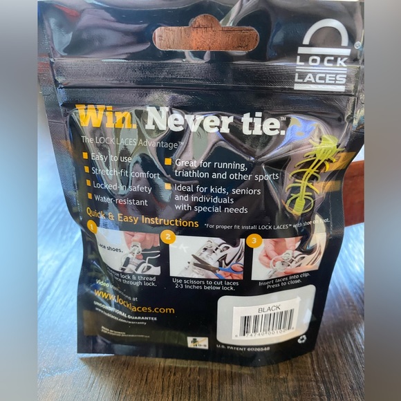 Black, elastic shoelaces by Lock Laces - Picture 2 of 3